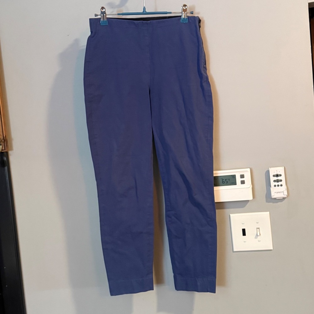 Everlane Pants Womens 4 Blue Slim Ankle Tapered Side Zip Stretch Cotton Blend